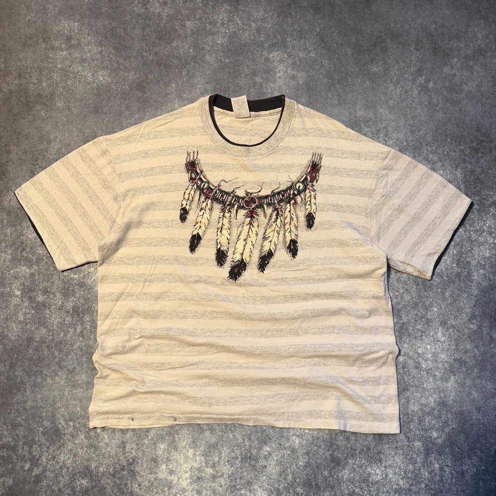 Vintage 1993 Easyriders Sturgis Biker T Shirt Mens L Native American Striped